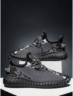 Men Lace-up Front Camo Pattern Chunky Trainers