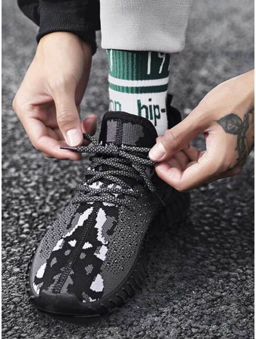 Shein Men Lace-up Front Camo Pattern Chunky Trainers