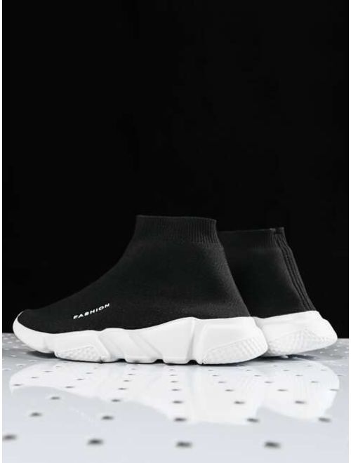 Shein Men Letter Graphic Knit Slip On Sneakers