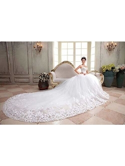 QueenBridal Gorgeous Sweetheart Lace Chapel Train Ball Gown Wedding Dress for Bride