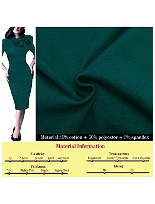 VFSHOW Womens Celebrity Vintage Bowknot Cocktail Party Stretch Bodycon Dress