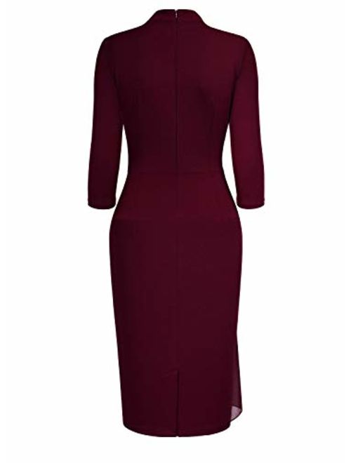 Miusol Women's Vintage Half Collar Slim Style Party Pencil Dress