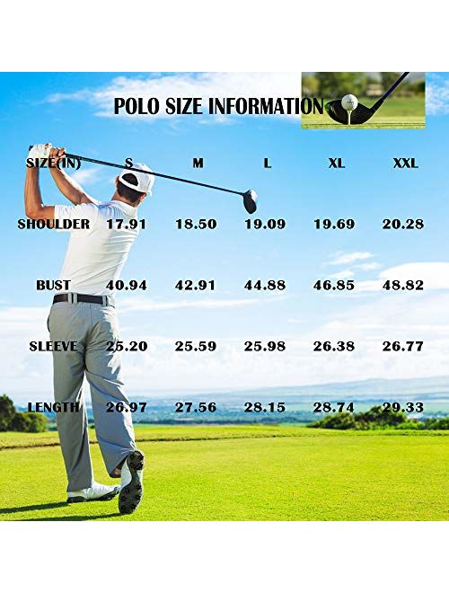 AUDIANO Mens Polo Shirts Long Sleeve Golf T Shirts Casual Outdoor Performance Button Polo Tops