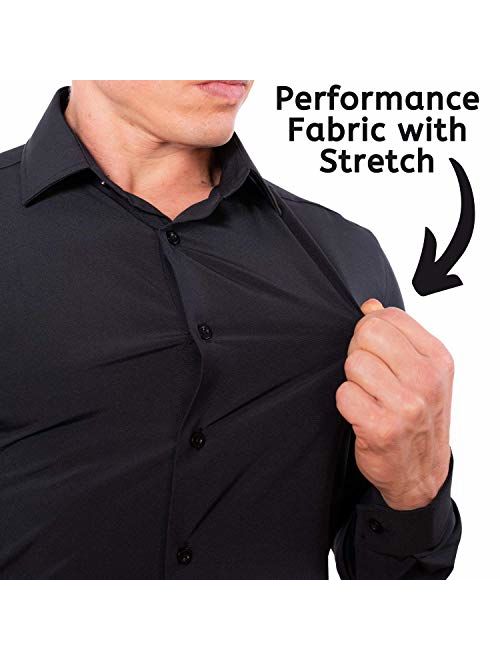 CC Performance Slim Fit Short Sleeve Button Down Shirts for Men | Wrinkle Free Washable Casual Button Up Shirts for Men