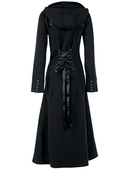 DarcChic Womens Raven Coat Black Gothic Full Length Long Steampunk