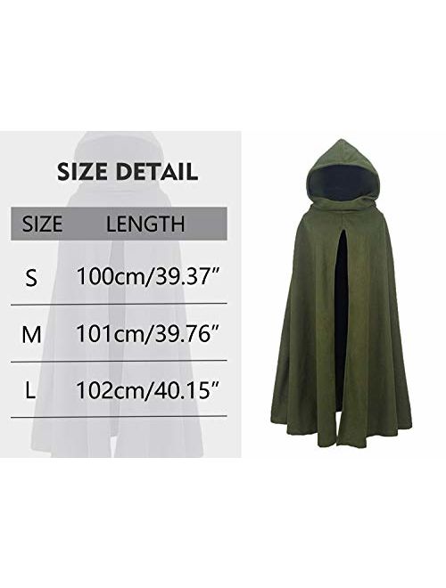 Arjungo Women's Gothic Hooded Open Front Poncho Real Cloak Renaissance Witch Cape Outerwear