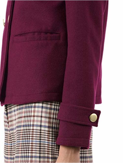 Allegra K Women's Long Sleeve Double Breasted Button Winter Outerwear Pea Coat