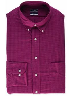 Men's FIT Dress Shirt Stretch Check (Big and Tall), Cranberry, 19" Neck 35"-36" Sleeve
