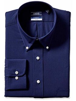 Men's Size FIT Dress Shirt Stretch Check (Big and Tall), Dark Blue, 19" Neck 35"-36" Sleeve (3X-Large)