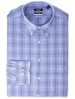 Men's Size FIT Dress Shirt Stretch Check (Big and Tall), Blueberry, 17" Neck 37"-38" Sleeve (X-Large)