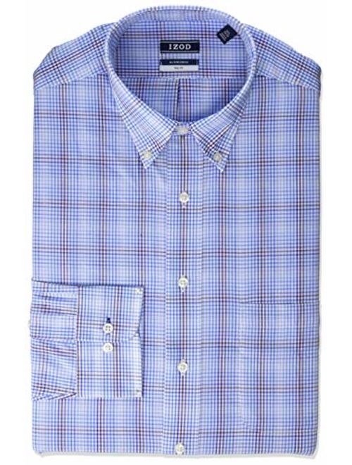 IZOD Men's Size FIT Dress Shirt Stretch Check (Big and Tall), Blueberry, 17" Neck 37"-38" Sleeve (X-Large)