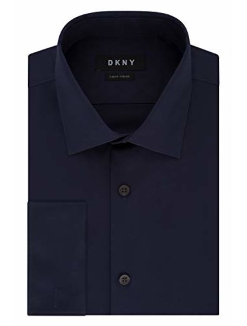 DKNY Men's Slim Fit Stretch Solid Dress Shirt With French Cuff