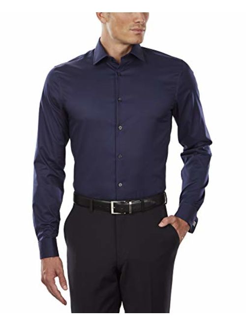 DKNY Men's Slim Fit Stretch Solid Dress Shirt With French Cuff