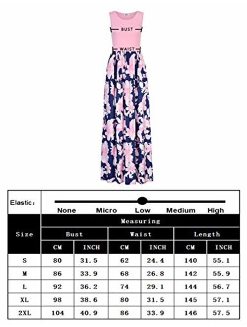 MISSKY Women's Casual Pocket Floral Beach Maxi Dress