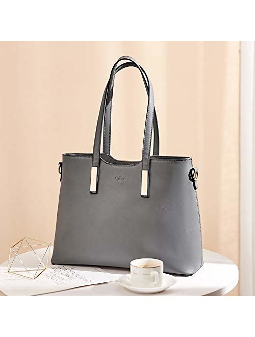 CLUCI Purses and Handbags for Women Leather Designer Tote Large Fashion Ladies Shoulder Bags with Inner Pouch 2Pcs Set