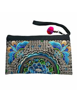 Sabai Jai - Smartphone Wristlet Bag - Handmade Embroidered Boho Clutch Wallets Purses