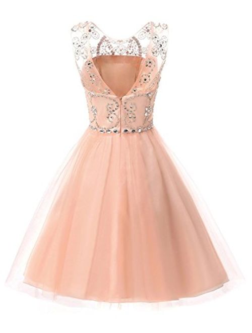 Sarahbridal Women's Short Tulle Beading Homecoming Dresses 2020 Prom Party Embellished Gowns