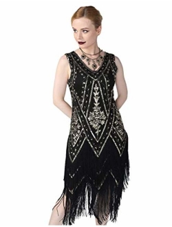 Women's 1920s Flapper Dress Embellished Vintage Swing Fringed Gatsby Roaring 20s Dress