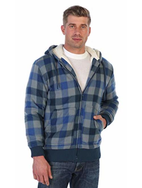 Gioberti Mens Checkered Flannel Hoodie Jacket with Sherpa Lining