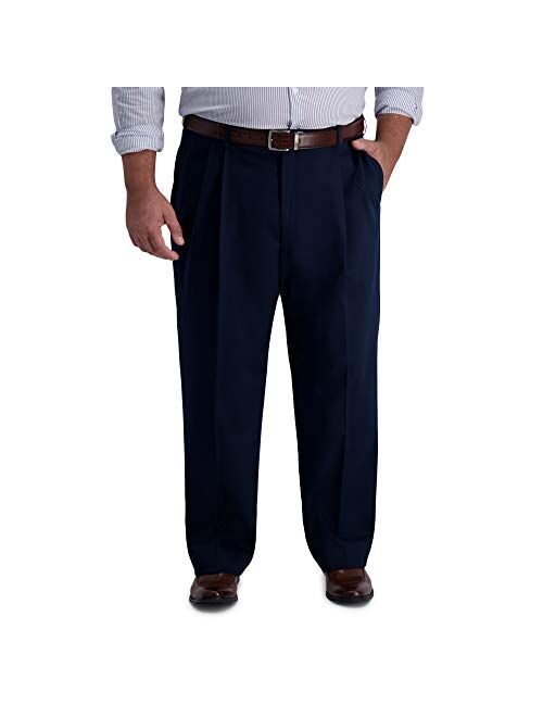 Haggar Men's Premium No Iron Khaki Classic Fit Pleat Front Regular and Big & Tall Sizes