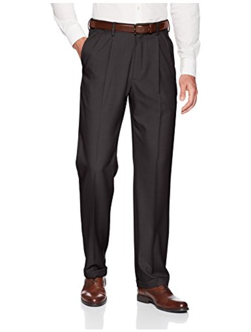Haggar Men's Premium Comfort Classic Fit Pleat Expandable Waist Pant, Charcoal, 38Wx34L