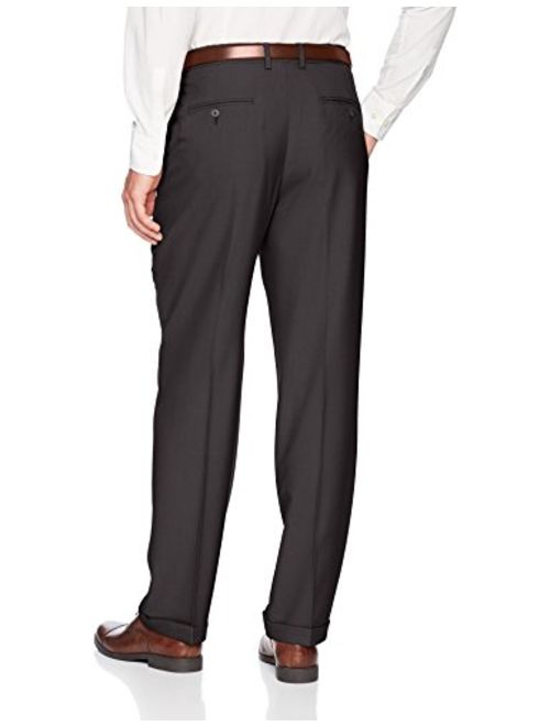 Haggar Men's Premium Comfort Classic Fit Pleat Expandable Waist Pant, Charcoal, 38Wx34L