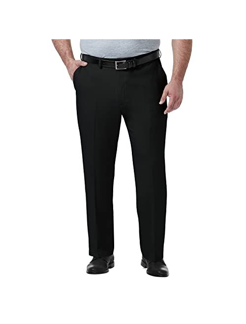 Haggar Men's Premium Comfort Classic Fit Flat Front Expandable Waist Pant, Charcoal, 44Wx32L