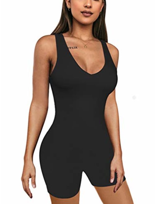 XXTAXN Women's Sexy One Piece Sleeveless V Neck Tank Top Rompers Short Bodycon Jumpsuit