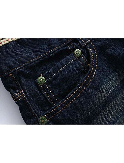 HENGAO Men's Vintage Ripped Holes Mid Rise Washed Jeans Slim Shorts