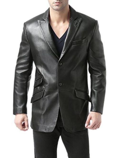 BGSD Men's Noah 2-Button Lambskin Leather Blazer (Regular Big and Tall and Short)