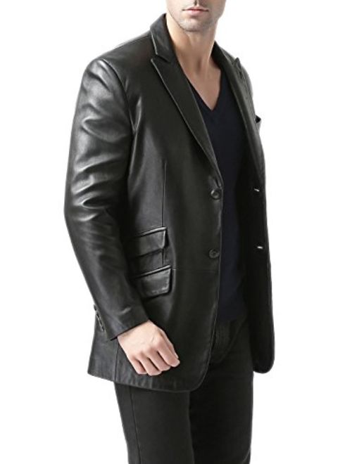BGSD Men's Noah 2-Button Lambskin Leather Blazer (Regular Big and Tall and Short)