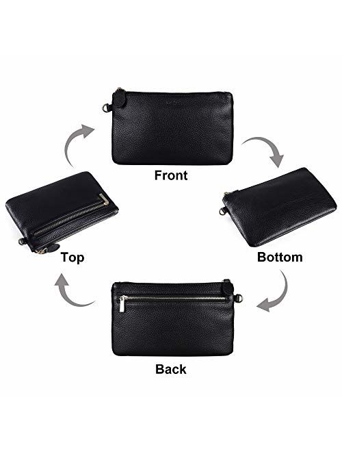 Leather Clutch Wristlets Purses, FERRISA Wristlets Wallet Cell Phone Holder, Small Clutch Wristlet Handbags for Women