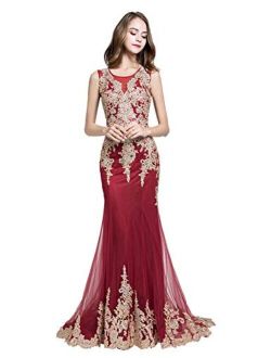 Sarahbridal Women's Crystal Beaded Prom Dress Long Evening Gowns
