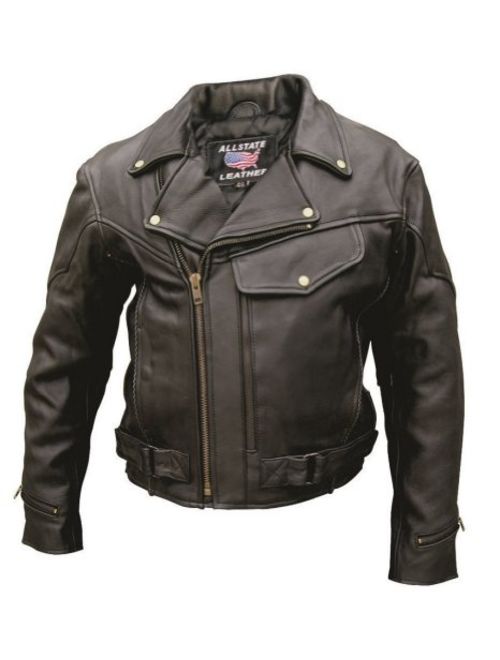 Men's Vented jacket with braid trim, pockets & full sleeve zipout liner. Antique Brass Hardware (Buffalo Leather)