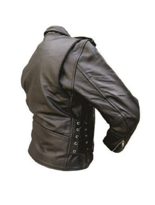 Men's Vented jacket with braid trim, pockets & full sleeve zipout liner. Antique Brass Hardware (Buffalo Leather)