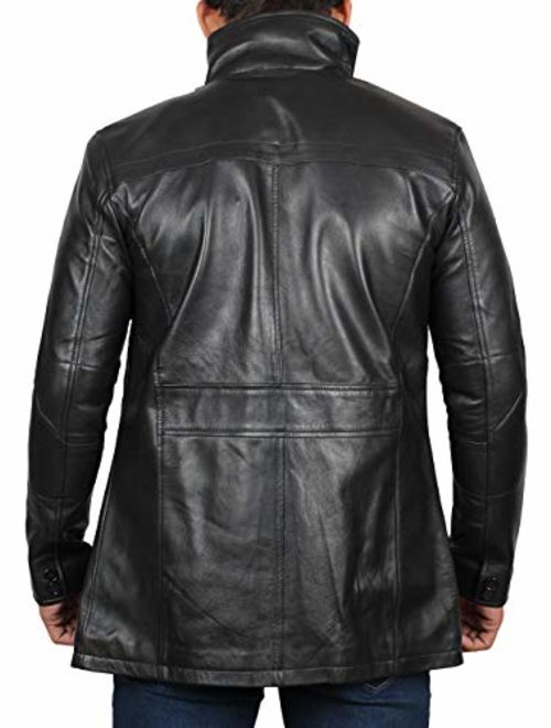 Blingsoul Black Leather Car Coat - Brown 100% Real Leather Coats for Men
