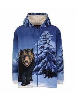Trailcrest Men Women's Hoodie Sweatshirt Zip up Sherpa Fleece Grizzly Bear Jacket Wildkind