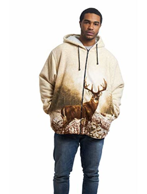 Trailcrest Men Women's Hoodie Sweatshirt Zip up Sherpa Lined Fleece Deer Jacket Wildkind