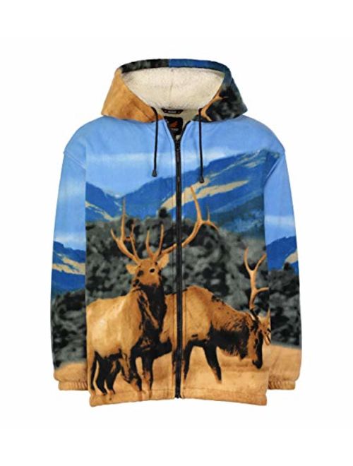 Men Women's Hoodie Sweatshirt Zip up Sherpa Lined Fleece Elk Jacket Wildkind