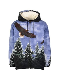 Men Women's Hoodie Sweatshirt Zip up Sherpa Fleece American Eagle Jacket Wildkind