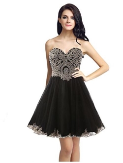 Sarahbridal Women's Tulle Sequin Short Homecoming Embellished Dress Prom Gown SD034