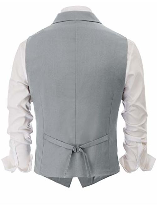 PAUL JONES Men's Slim Fit Business Suit Vest Tailored Collar Casual Waistcoat