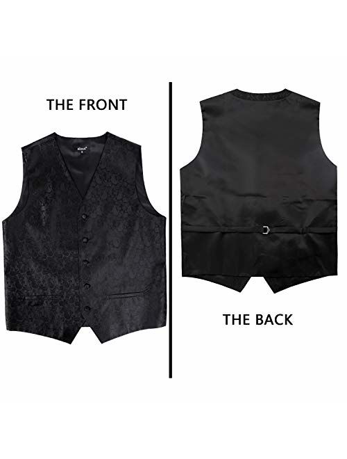 Alizeal Mens Classic 5pc Paisley Jacquard Suit Vest Set