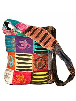Blue Red Hobo Cotton Sling Cross Body Messenger Shoulder Bag Hippie Boho Bohemian Light Roomy Spacious