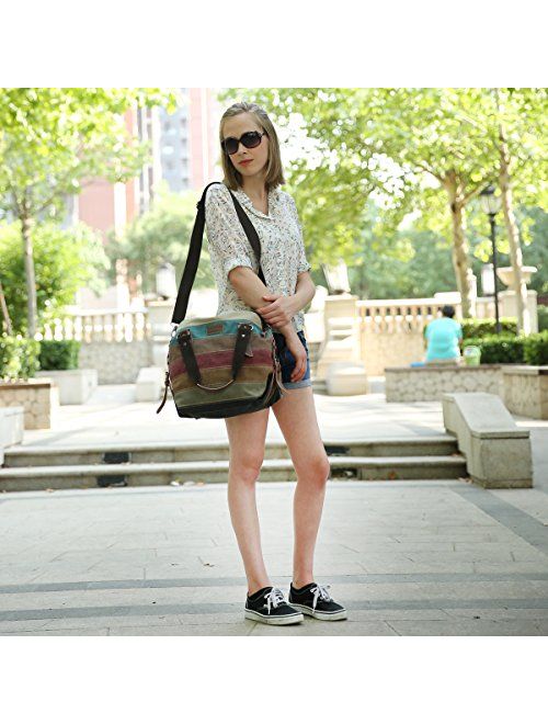 Eshow Women Canvas Shoulder Bag Hobo Handbags and Purse Cross-Body Bag Messenger Bag Travel mom bag for women