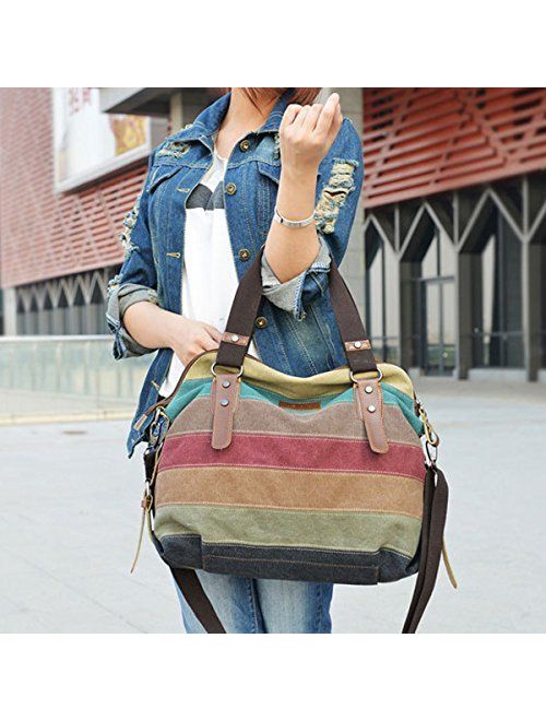 Eshow Women Canvas Shoulder Bag Hobo Handbags and Purse Cross-Body Bag Messenger Bag Travel mom bag for women