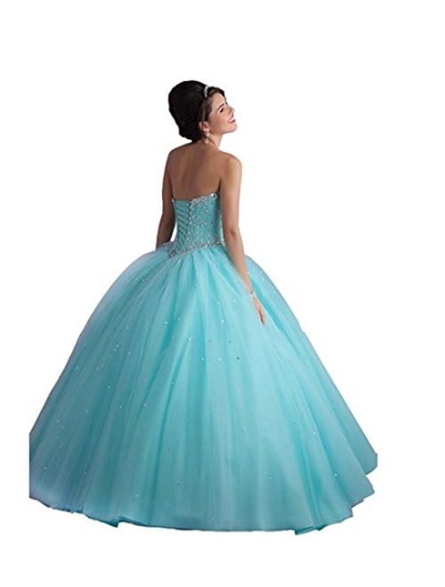 XIA Women's Sweetheart Shiny Beaded Ball Gowns Tulle Long Quinceanera Prom Dress with Shawl