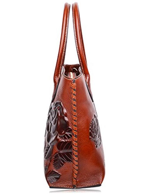 PIJUSHI Top Handle Bag for Women Designer Floral Purses Satchel Handbag