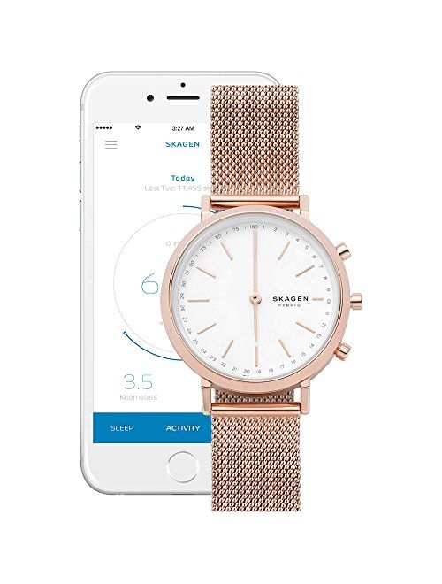 Fossil Women's Hald Hybrid Smartwatch Quartz Watch with Stainless-Steel Strap, Rose Gold, 16 (Model: SKT1411)