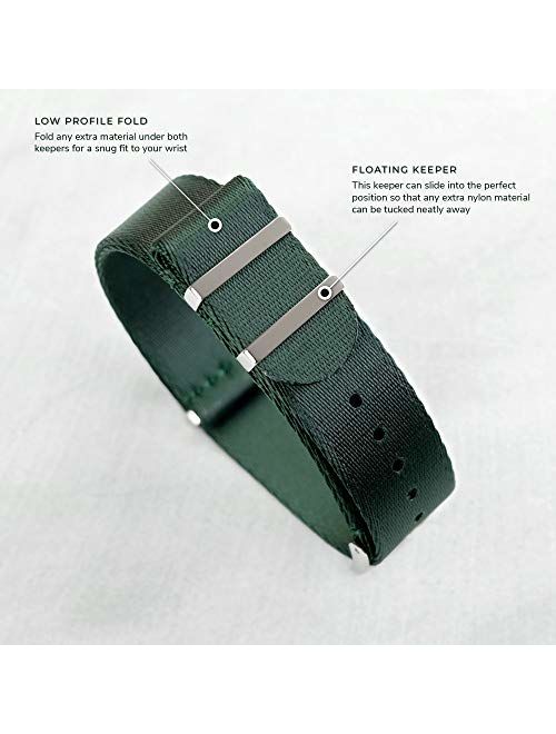 OnceWill NATO Strap 20mm Watch Band with Finely Woven Soft Nylon and Slim Low Profile Hardware - Multiple Colorways